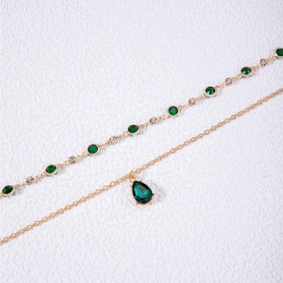 ⚠️Clearance Elegant 2pcs Gold and Green Pendant Necklace Set - Picture 4 of 6